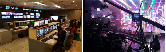 아리랑국제방송 부조정실 및 스튜디오. CJ올리브네트웍스 제공